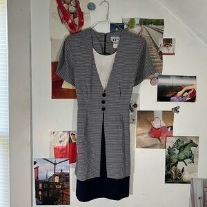 Black and White Houndstooth Print Dress